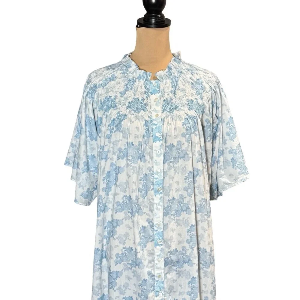 NWT LILLOU Floral Maxi Dress Sz S  Full Button Cottage Regency French Toile